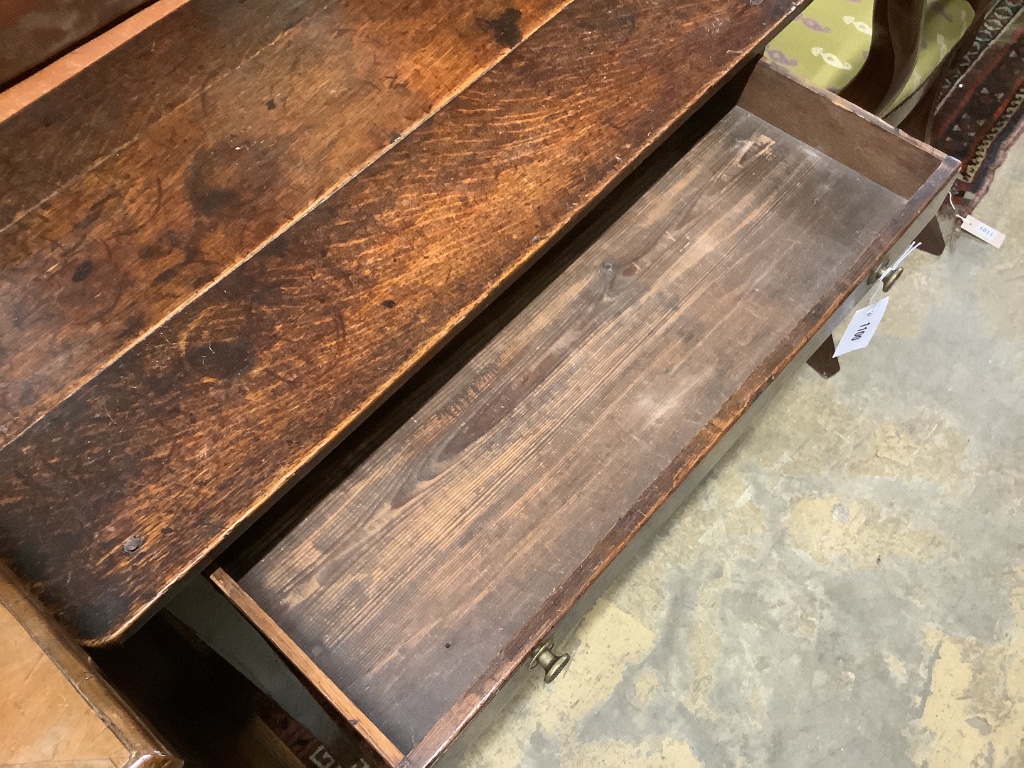 A late 18th century oak side table, width 81cm, depth 45cm, height 71cm